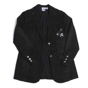 DG2 Black Long Jewelled DENIM Jean Jacket Stretch
